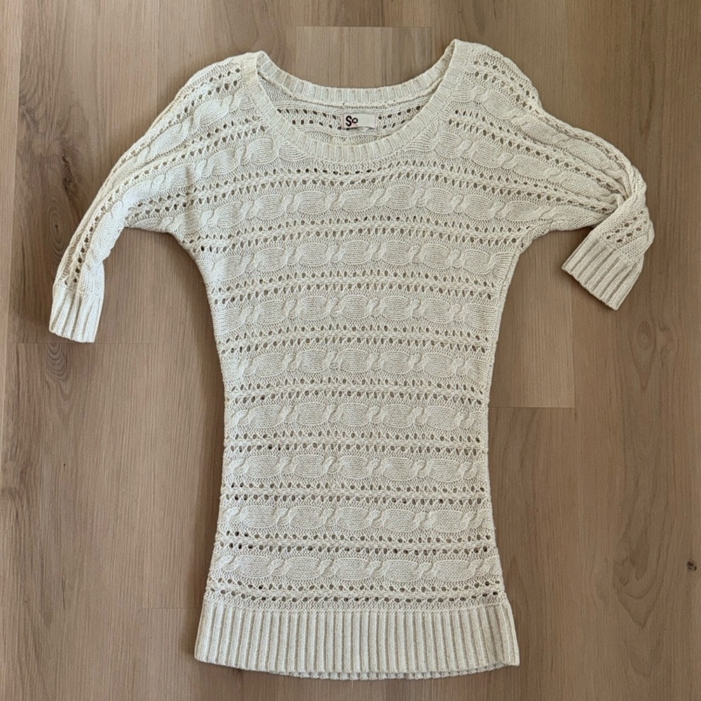 Women’s winter knitted sweater dress cream/white/beige Small